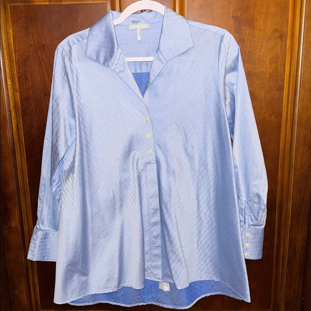Hinson Wu Betty Wing Collar 100% Cotton Knit Button Down size 6. - Picture 2 of 6